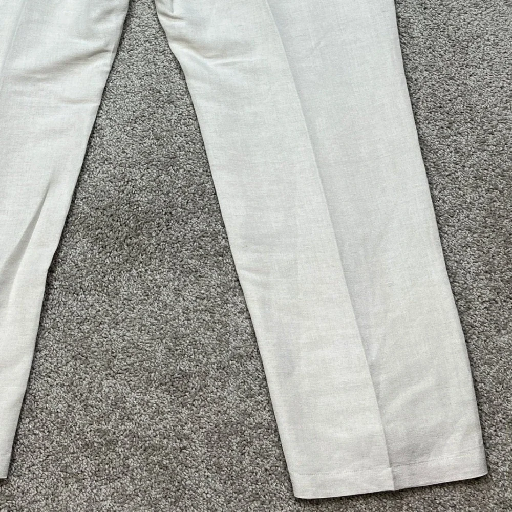 Cubavera Linen Pants Mens XL Beige Drawstring Straight Leg Elastic Waist Flat